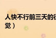 人快不行前三天的征兆（人死了之后是什么感觉）
