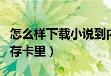 怎么样下载小说到内存卡（怎么下载小说到内存卡里）