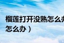 榴莲打开没熟怎么办空气炸锅（榴莲打开没熟怎么办）