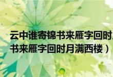 云中谁寄锦书来雁字回时月满西楼是什么意思（云中谁寄锦书来雁字回时月满西楼）