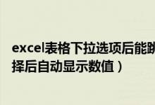 excel表格下拉选项后能跳出对应该数值（excel下拉菜单选择后自动显示数值）