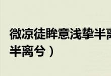 微凉徒眸意浅挚半离兮翻译（微凉徒眸意浅挚半离兮）