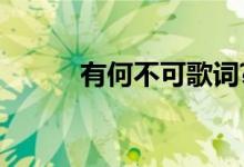 有何不可歌词?（有何不可歌词）