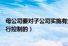 母公司要对子公司实施有效控制（母公司是如何对子公司进行控制的）
