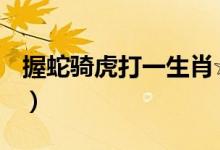 握蛇骑虎打一生肖☆入辽（握蛇骑虎打一生肖）
