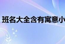 班名大全含有寓意小学（班名大全含有寓意）