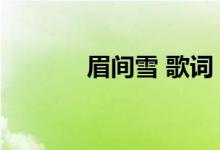 眉间雪 歌词（求眉间雪歌词）