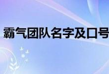 霸气团队名字及口号（霸气团队队名及口号）