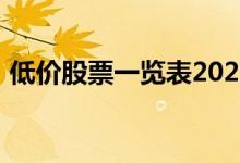 低价股票一览表2022（低价股票一览2019）