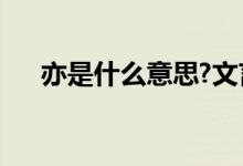 亦是什么意思?文言文（亦是什么意思）
