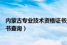 内蒙古专业技术资格证书查询官网（内蒙古专业技术资格证书查询）