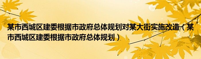 某市西城区建委根据市政府总体规划对某大街实施改造（某市西城区建委根据市政府总体规划）