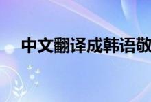 中文翻译成韩语敬语（中文翻译成韩语）