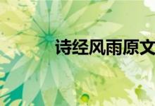 诗经风雨原文及翻译（诗经风）