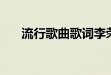 流行歌曲歌词李荣浩(流行歌曲歌词)
